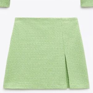 Zara Green Tweed Mini Skirt
